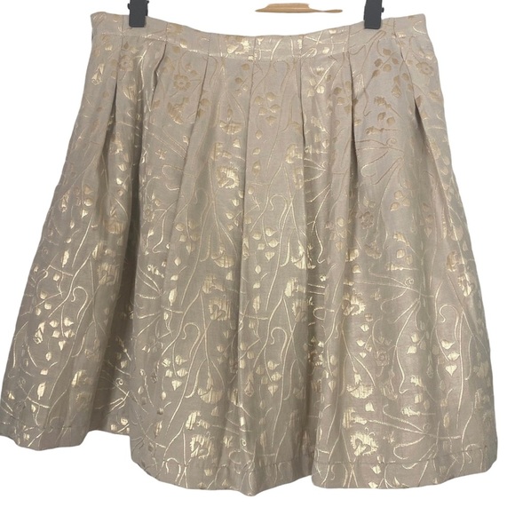 ISANI for TARGET Gold Metallic Jaquard Pintuck Full A-Line Mini Skirt medium - Picture 2 of 10